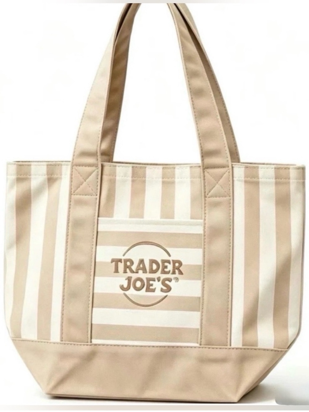 Trader Joe’s Khaki Stripe Canvas Small Tote Bag-sold out in stores!